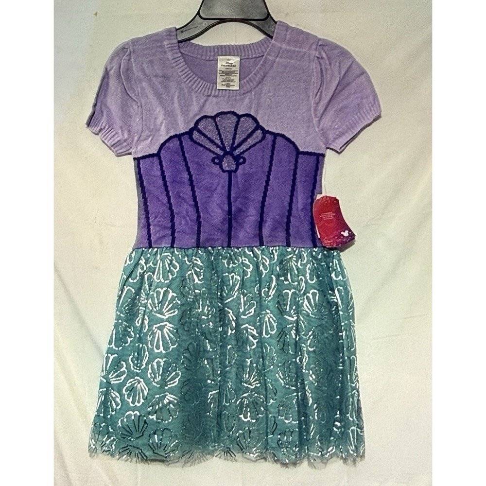 Lot of 2 Disney Princess Ariel Dress Girls Size 6-6X Purple Green NWT - Picture 2 of 5